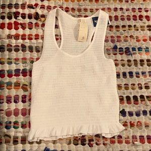 Shirred White Tank Top with